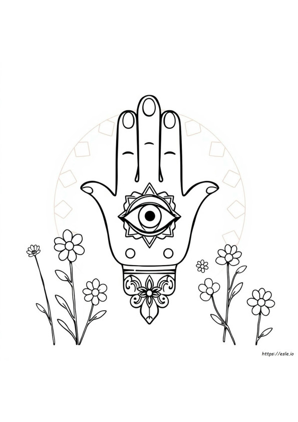 Hamsa Hand Coloring Page