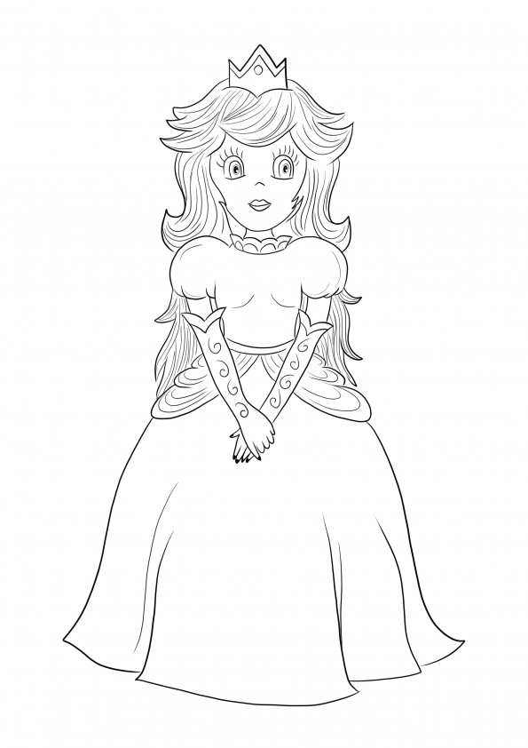 スーパー マリオ ピーチ姫は、無料でダウンロードまたは印刷して色を付けることができます