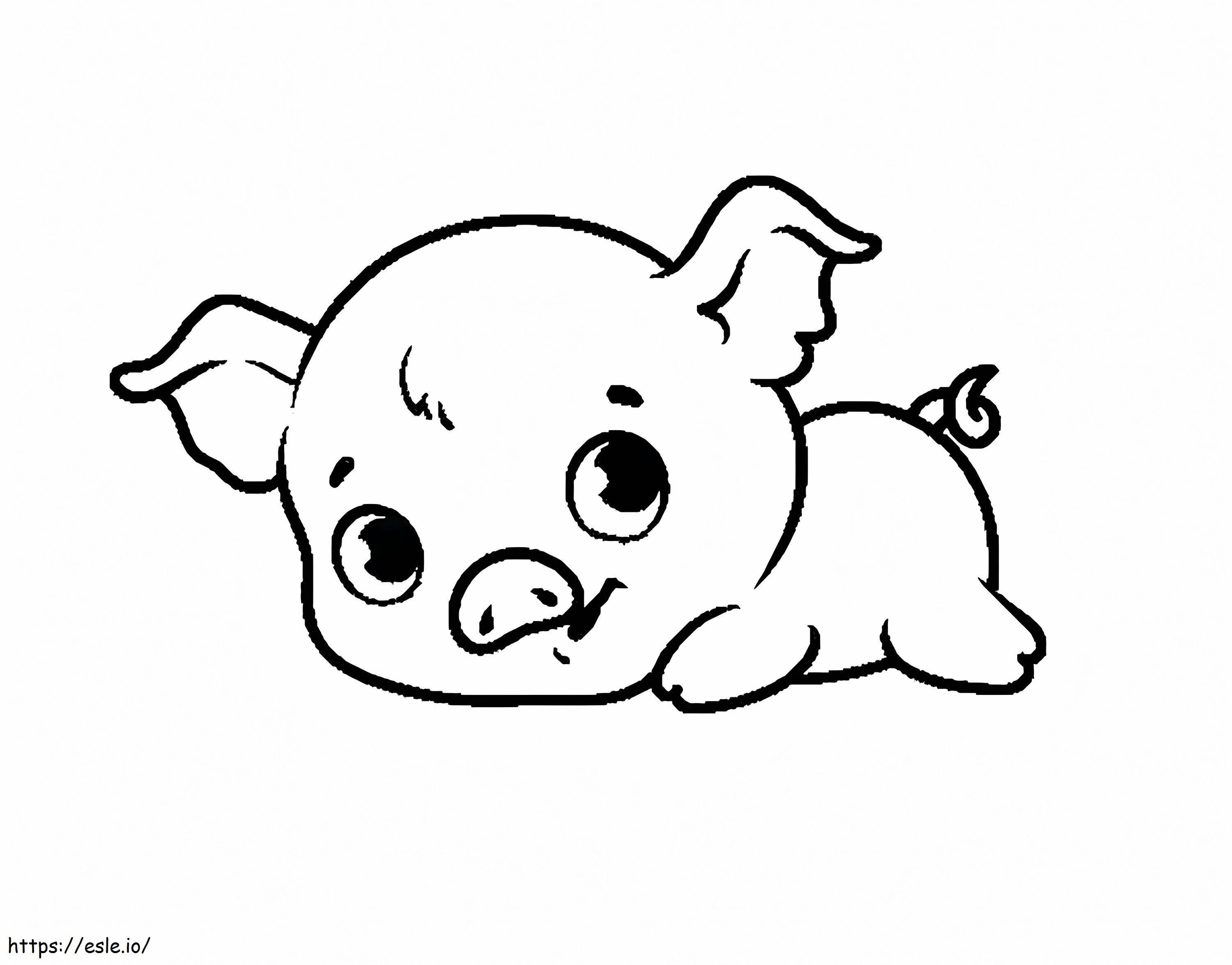Bebê porco no chão para colorir