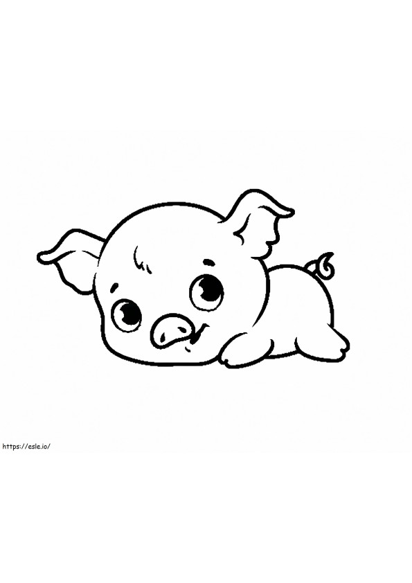 Bebê porco no chão para colorir
