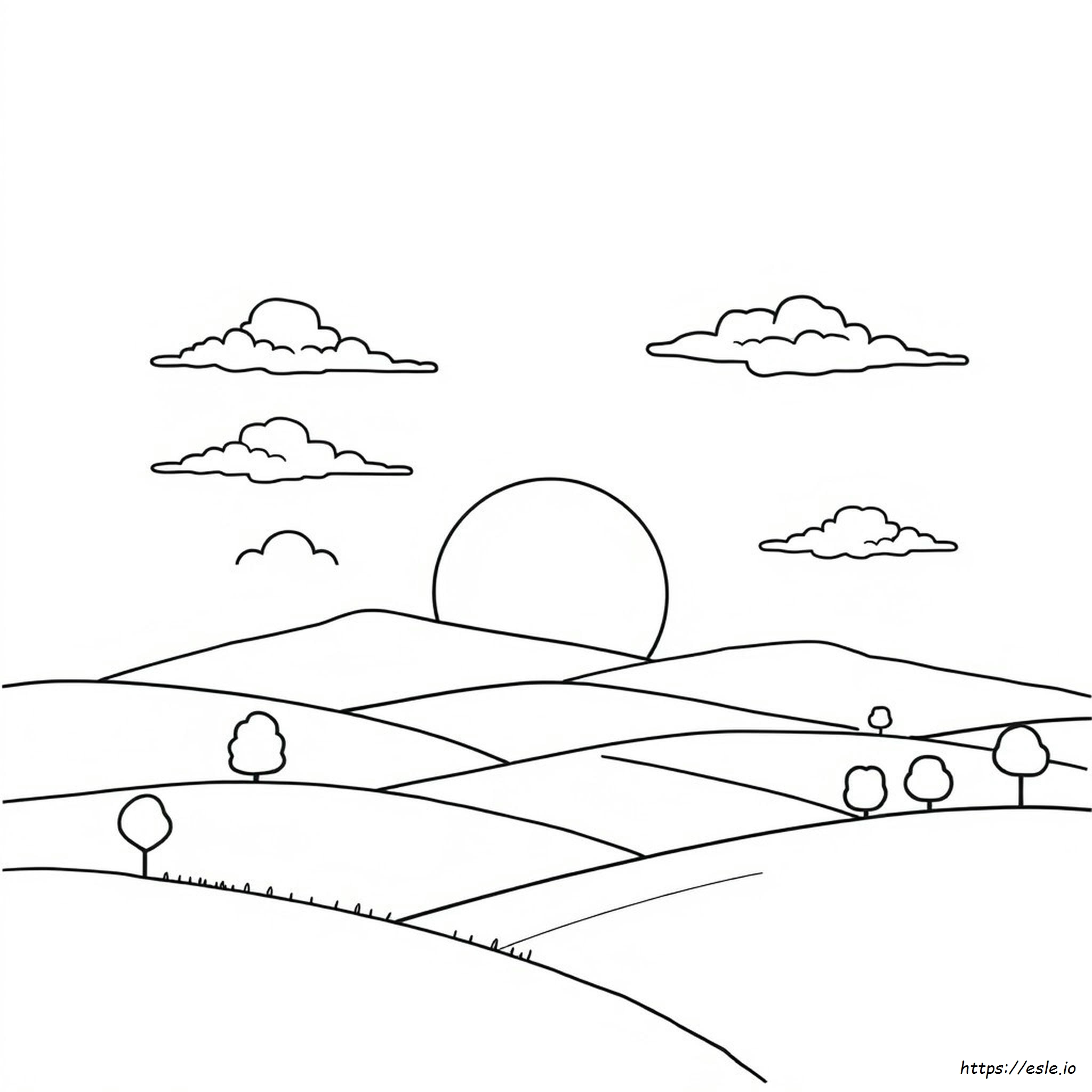 Printable Sunrise Coloring Page