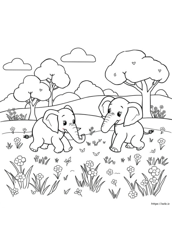Elefante De Desenho Animado Para Colorir