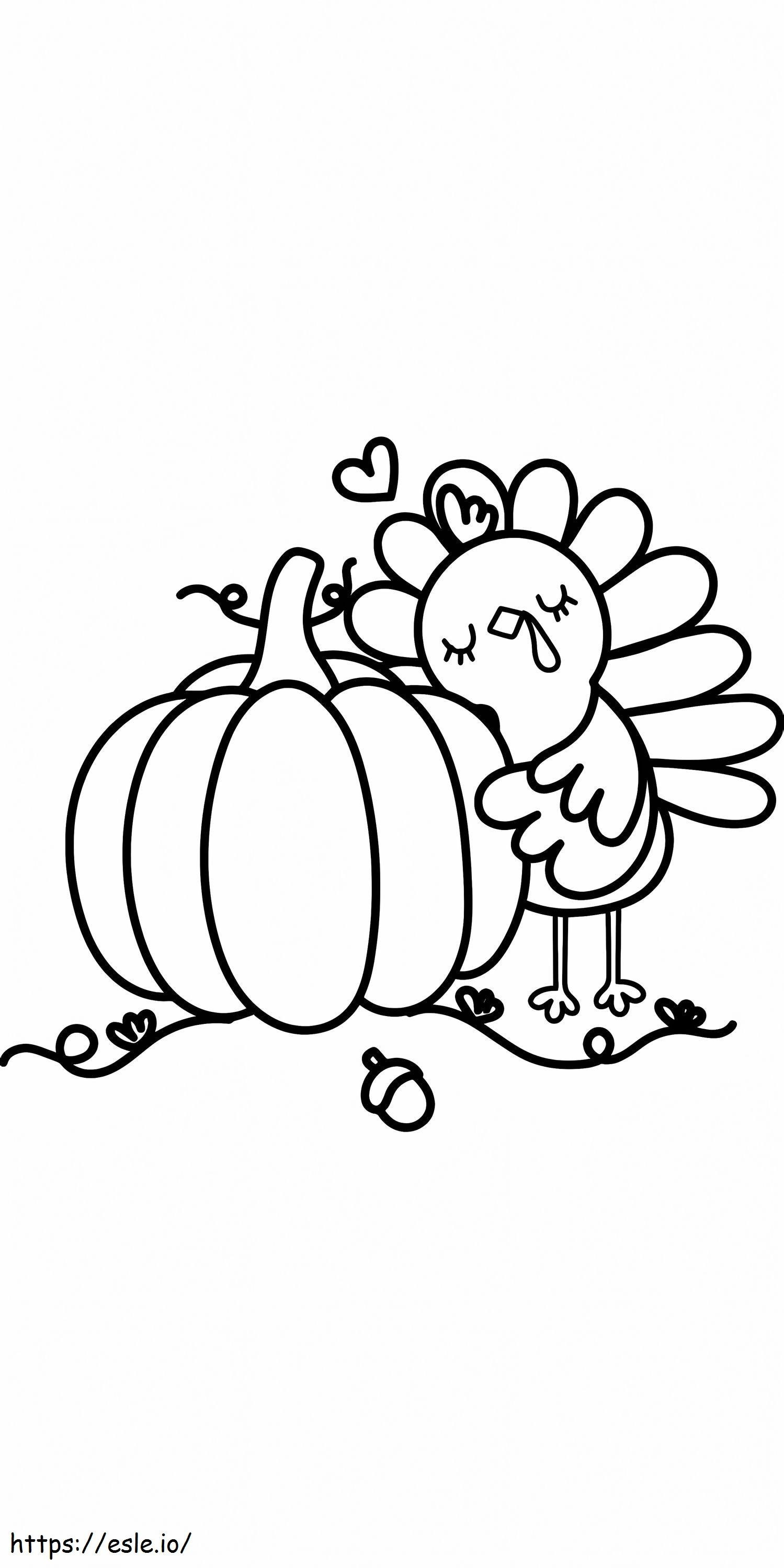 Coloriage Citrouille de dinde de Thanksgiving à imprimer dessin