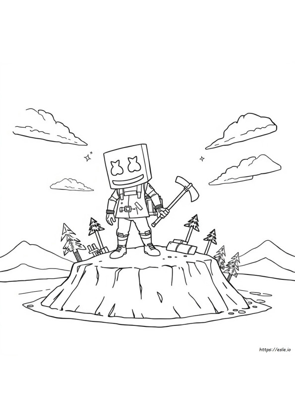 Marshmello Fortnite Gambar Mewarnai