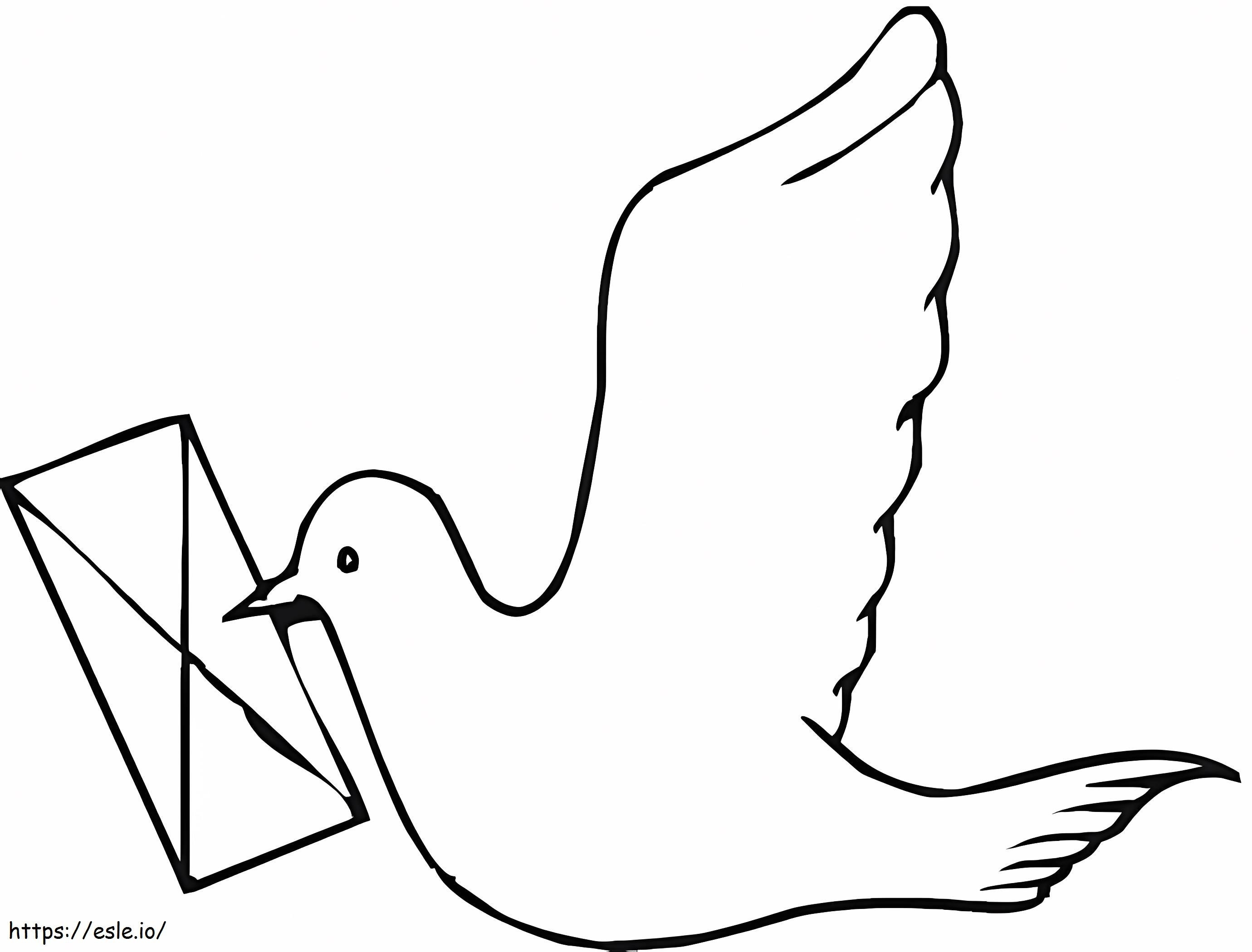 Coloriage colombe avec lettre à imprimer dessin