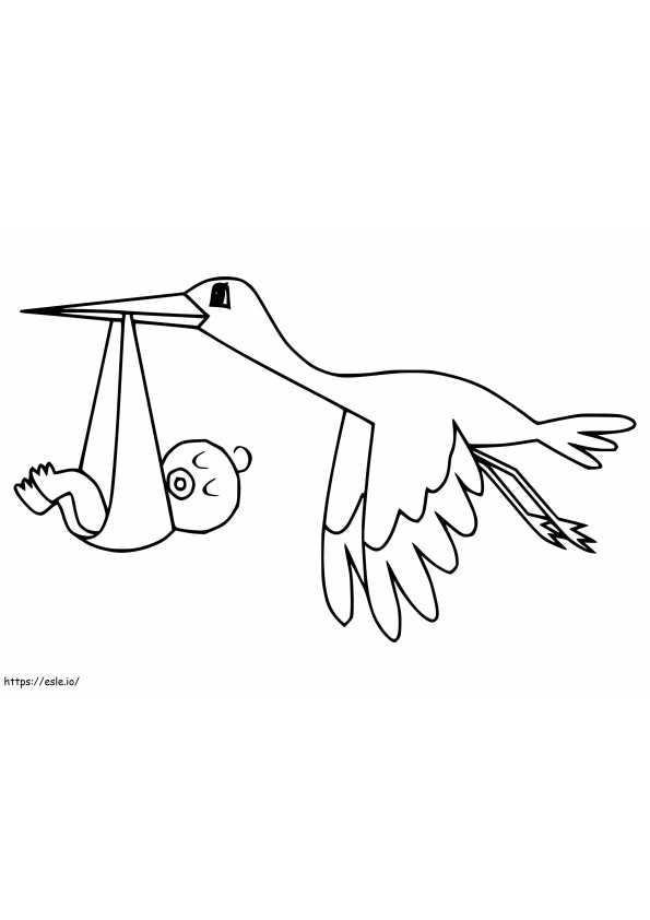 コウノトリと赤ちゃん ぬりえ - 塗り絵