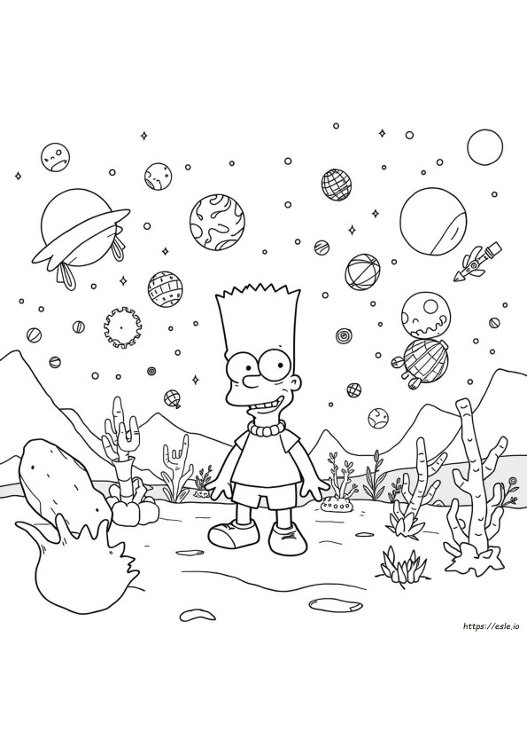 Desene De Colorat Cu Bart Simpson Psihedelic