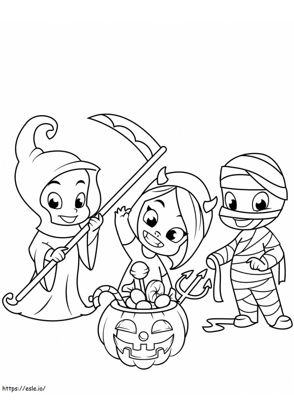 Cute Halloween Grim Reaper coloring page
