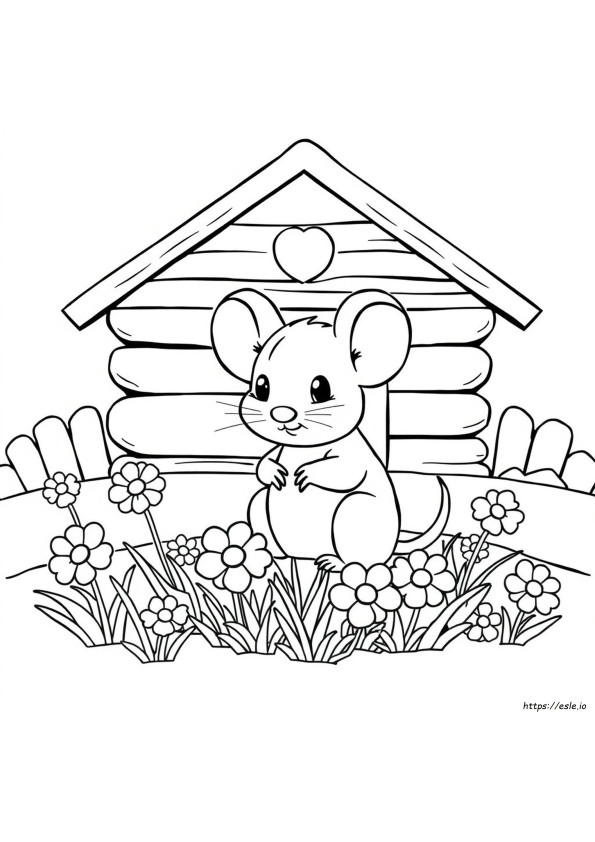 かわいいねずみのぬりえ