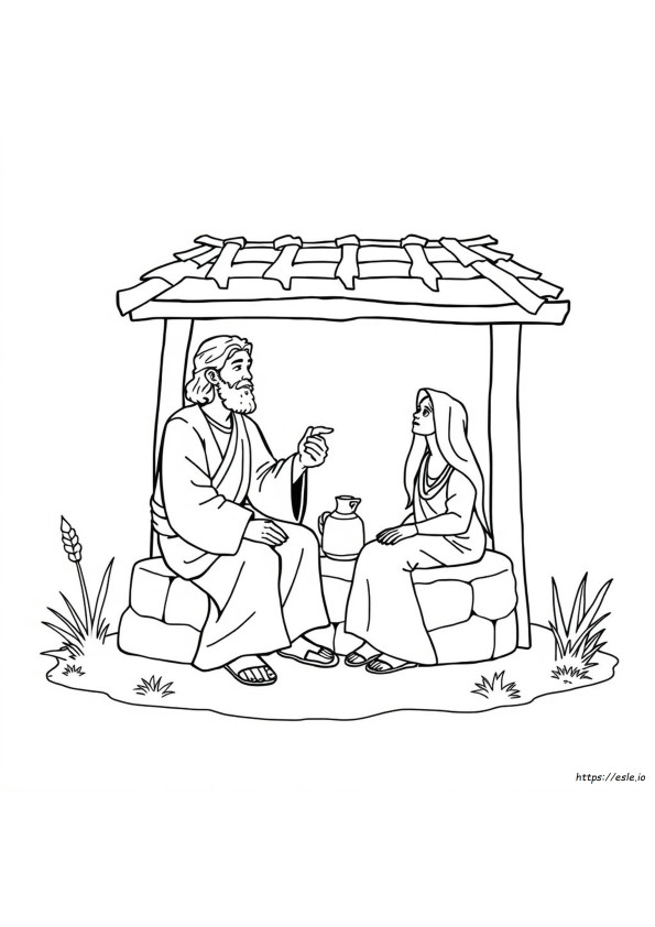 Jesus At The Well Coloring Page