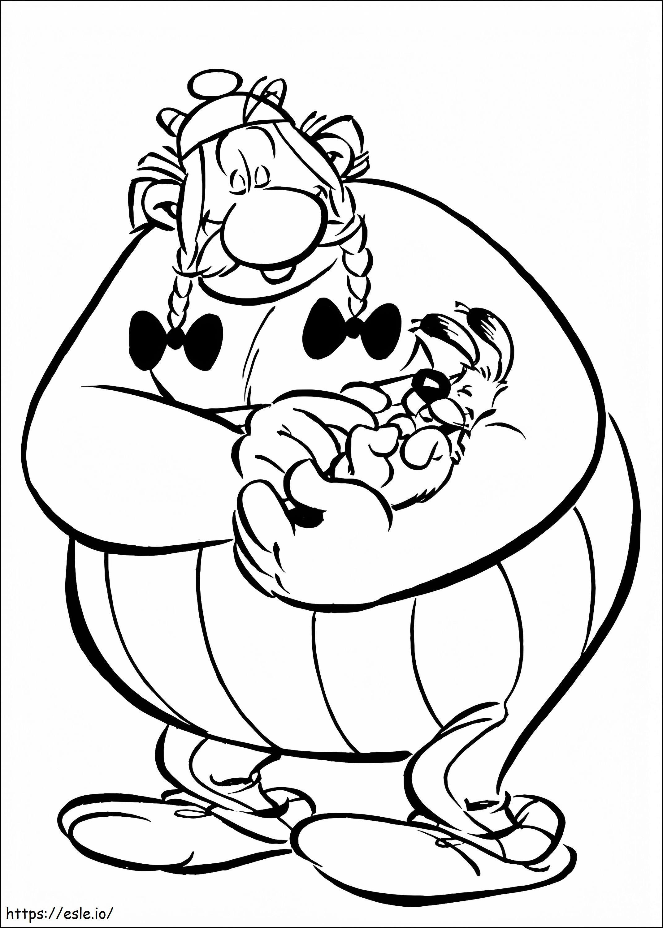 Obelix Holding Dogmatix A4 coloring page