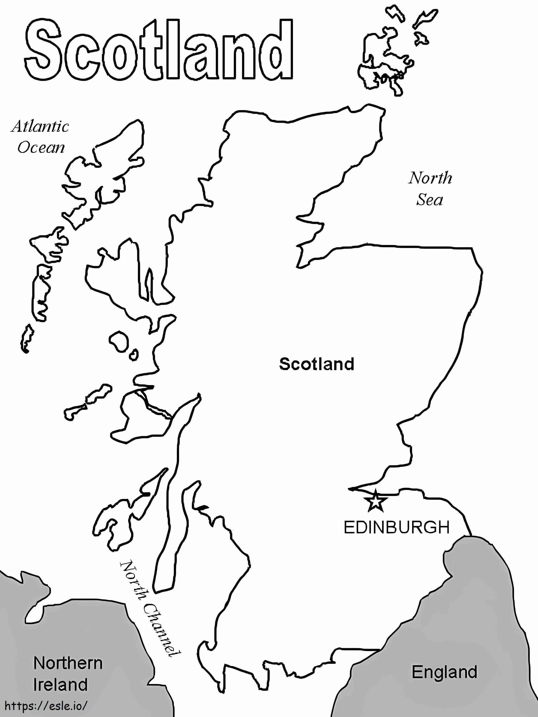 Escocia Mapa 1 para colorear