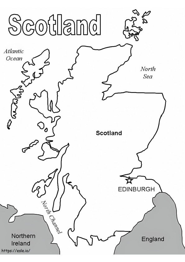 Escócia Mapa 1 para colorir