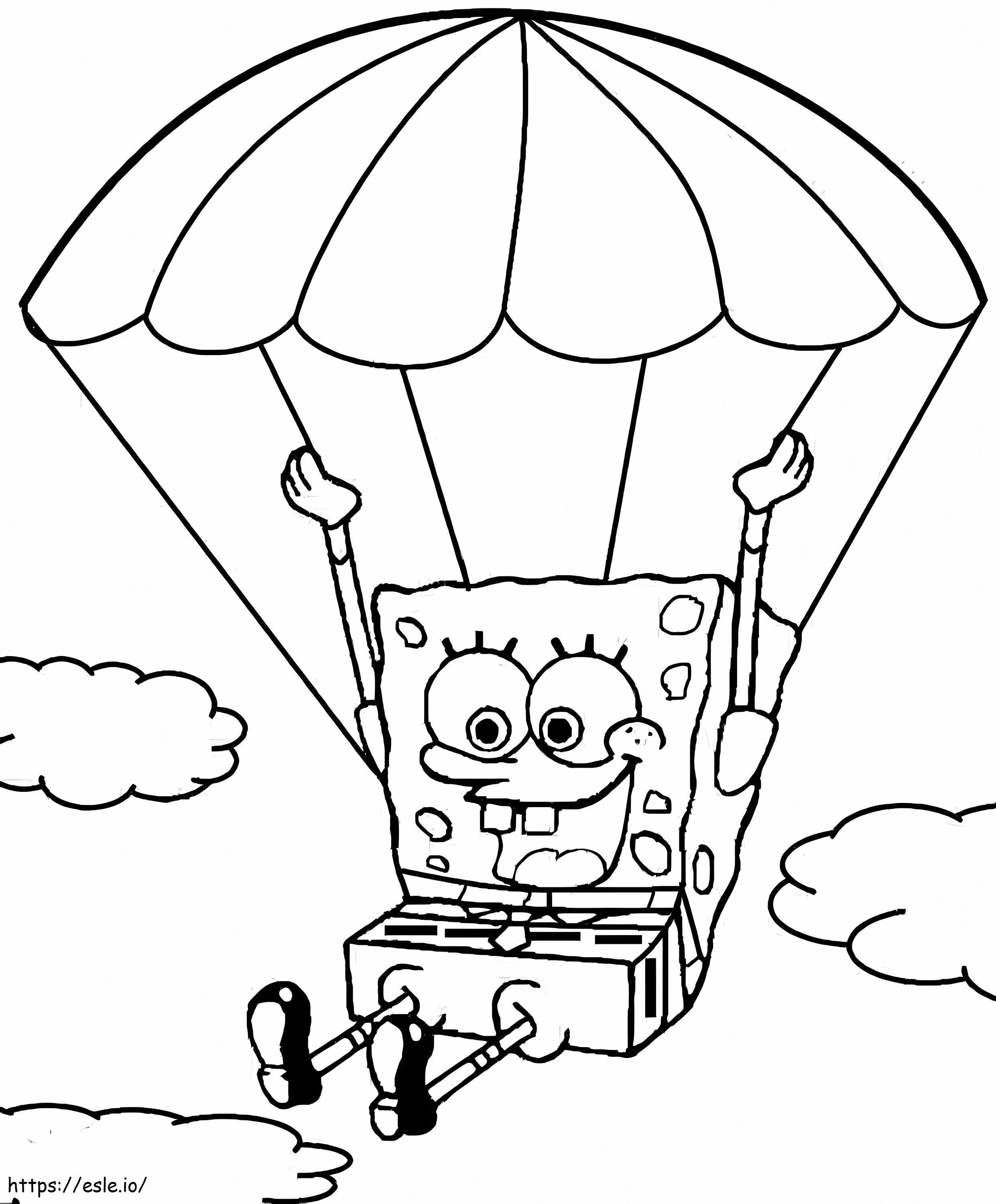 Spongebob con il libro del paracadute da colorare