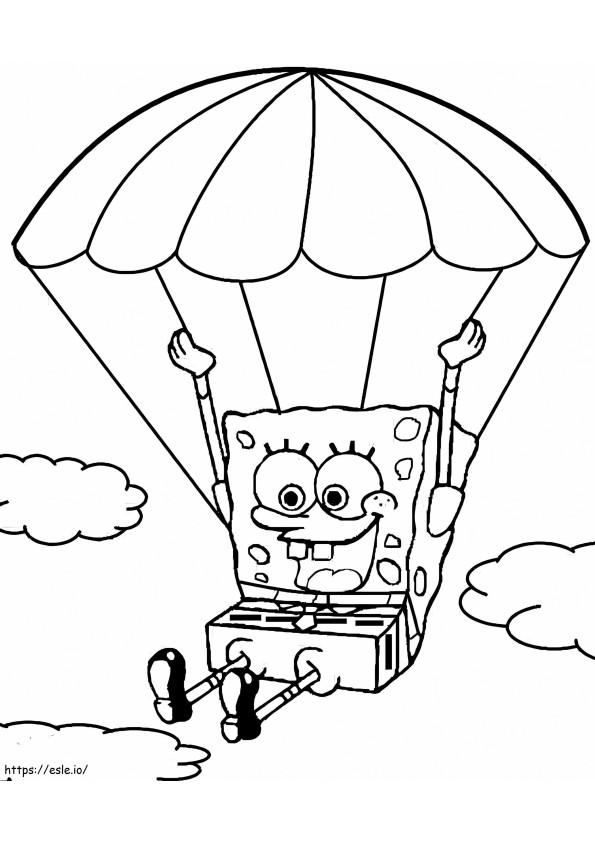 Coloriage Bob l'éponge avec livre de parachute à imprimer dessin