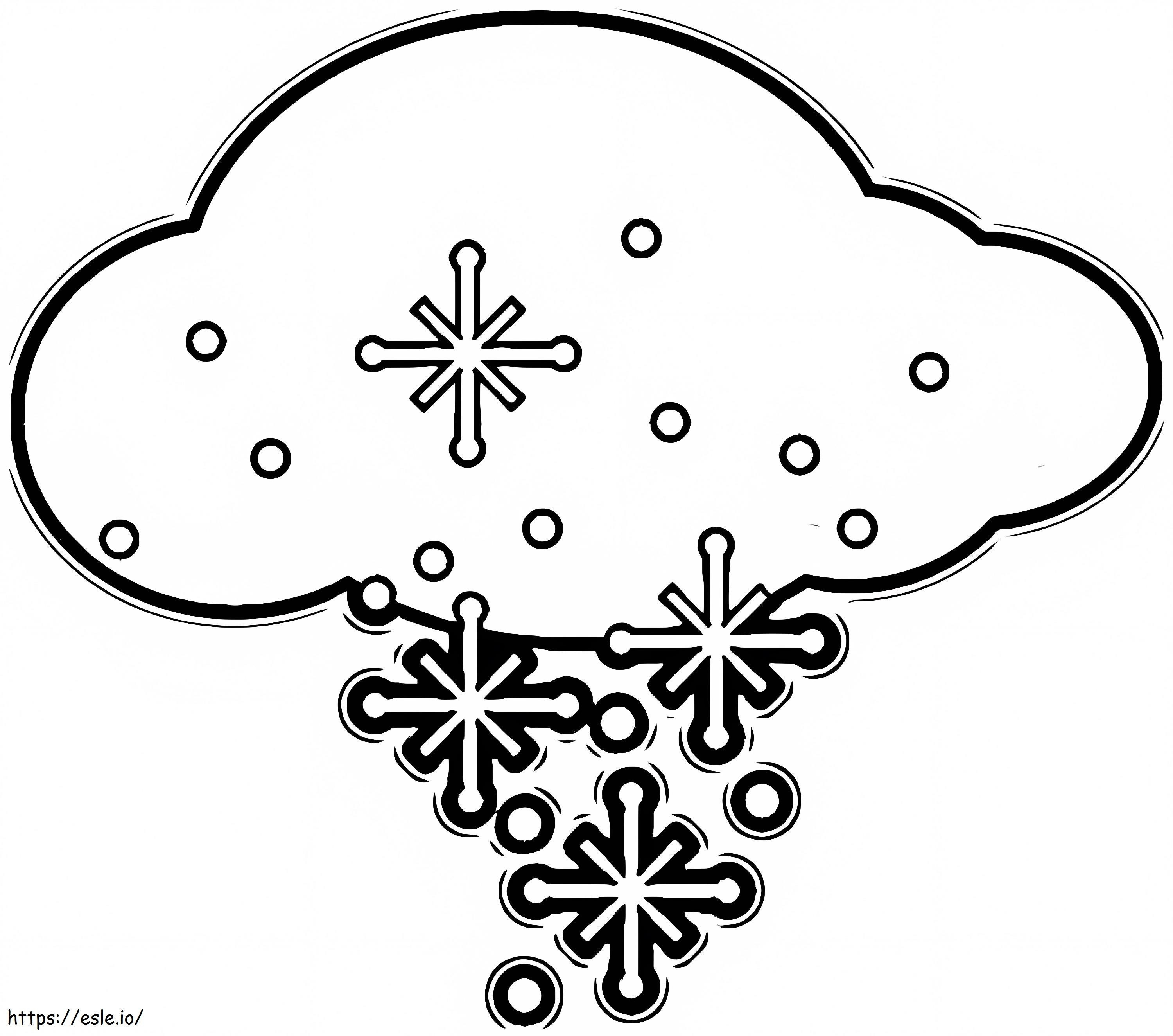 Wolke mit Schneeflocke ausmalbilder