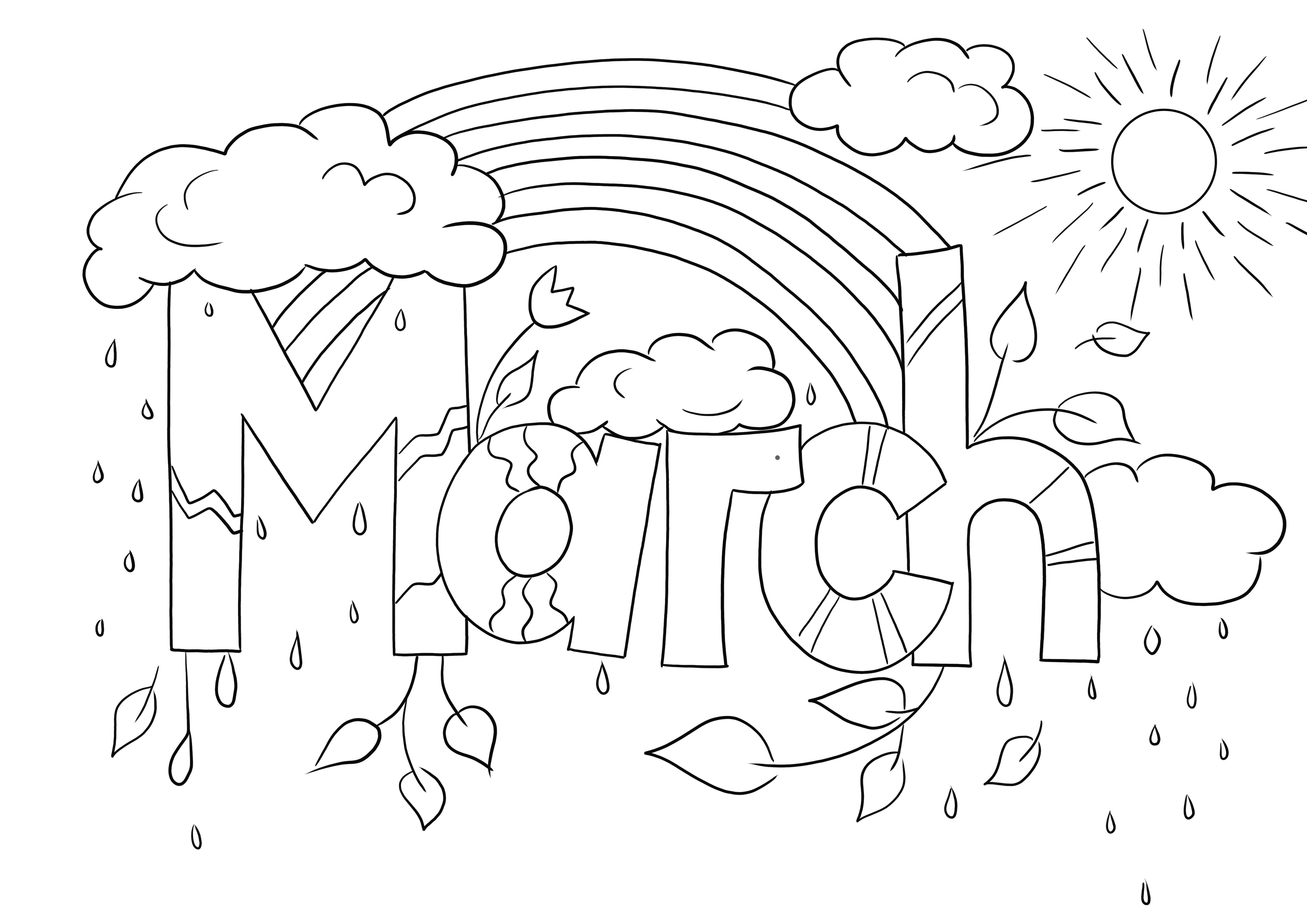 March month easy to download or print sheet to color for kids of all ages