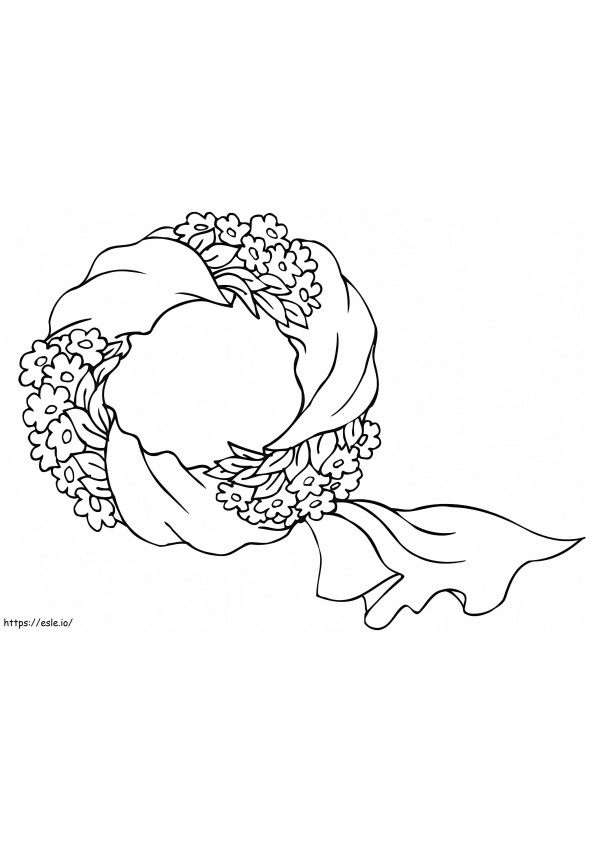 Christmas Wreath Wrapped In A Ribbon coloring page