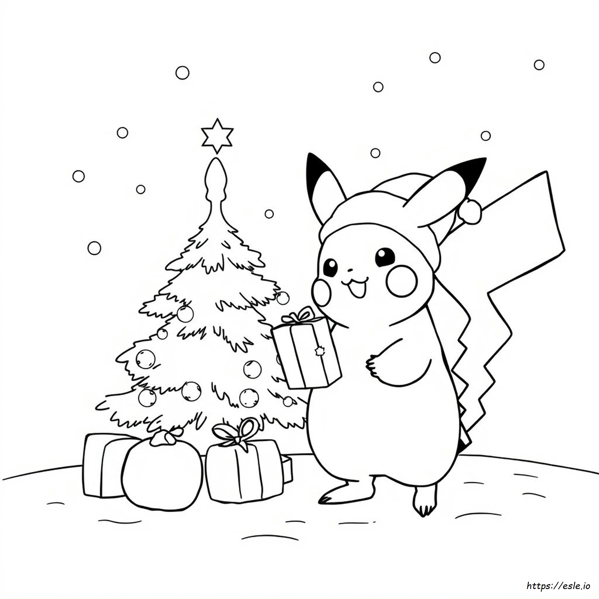 Noel Baba Pikachu Boyama Sayfaları