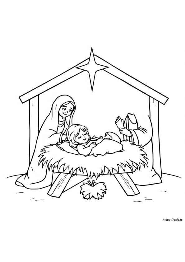 Jesus In A Manger Coloring Sheet