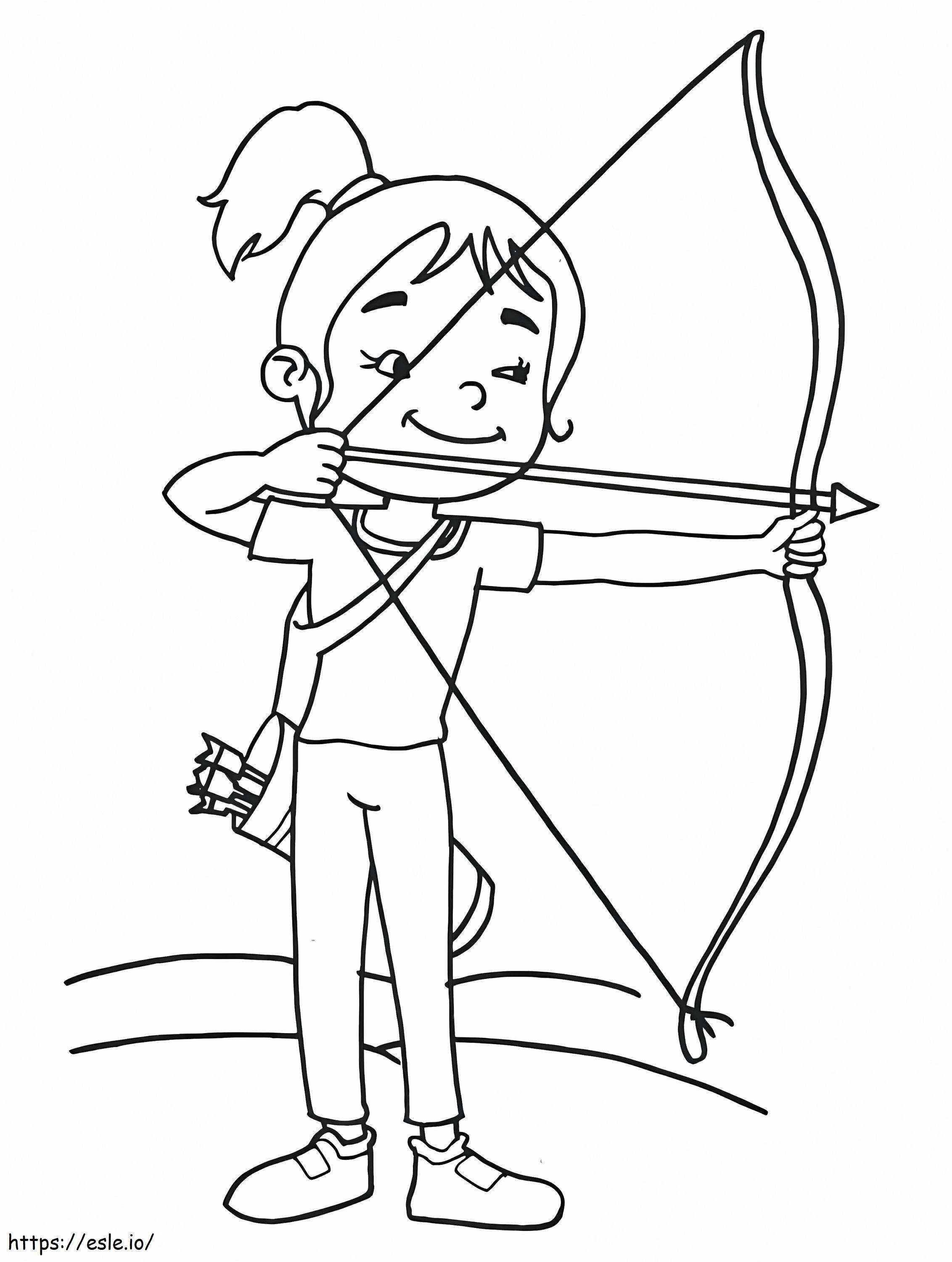 Little Girl Archery coloring page