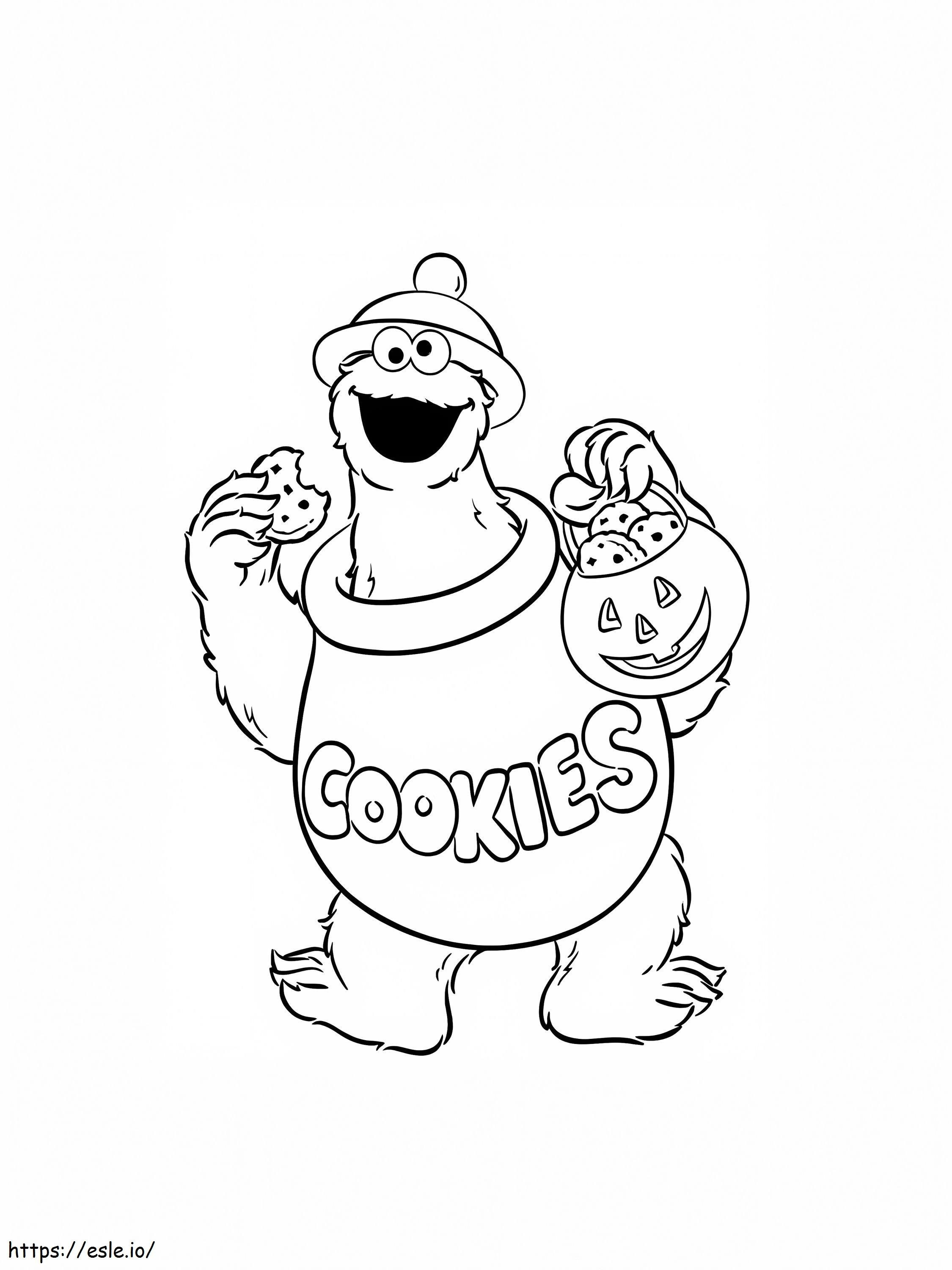 Coloriage Cookie Monster à l'Halloween à imprimer dessin