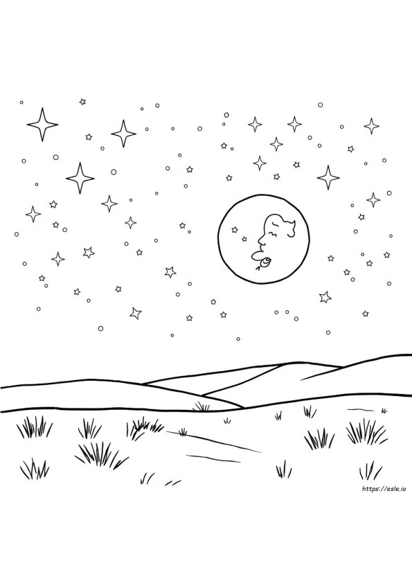 Starry Night Coloring Sheet