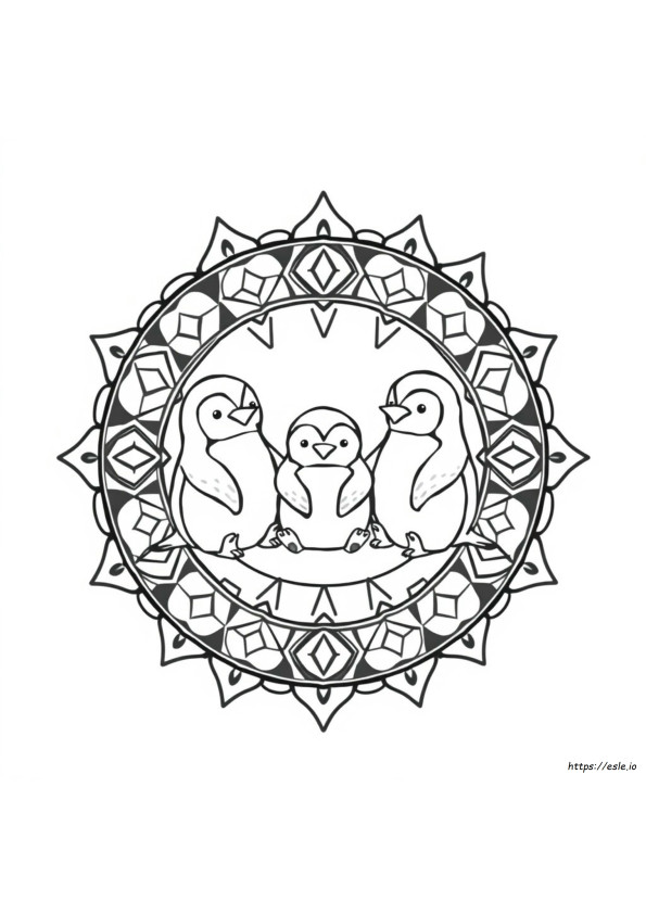 Cute Penguin Mandala Coloring Pages