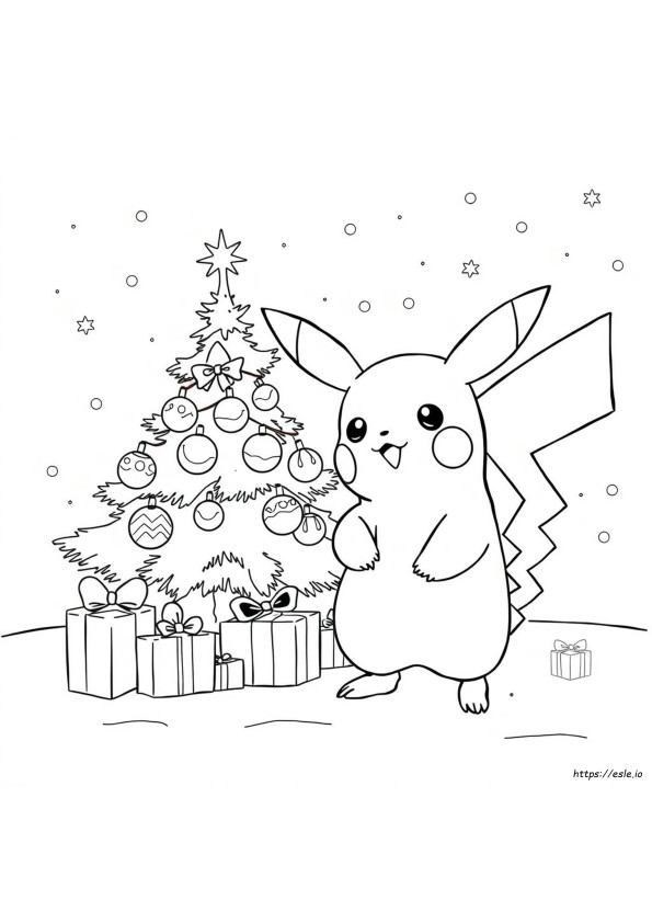 Pikachu Christmas Colouring Pages