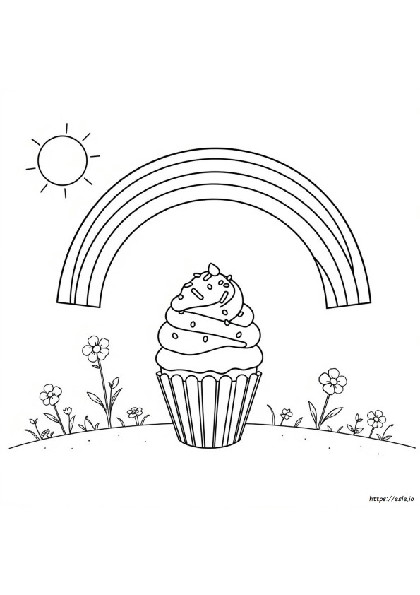 Szivárványos Cupcake Színező Oldal