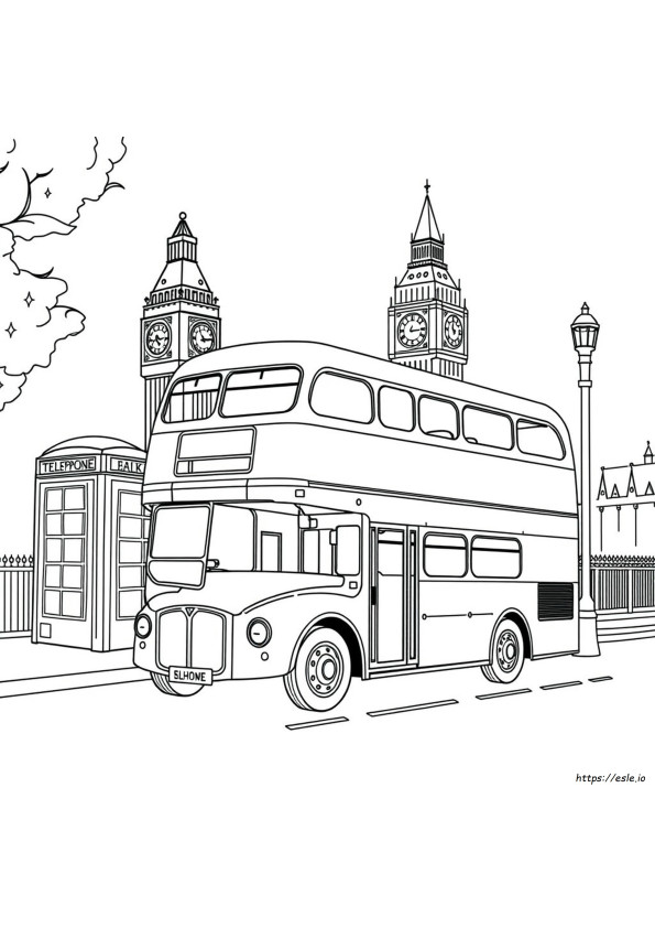London Double Decker Bus Coloring Page