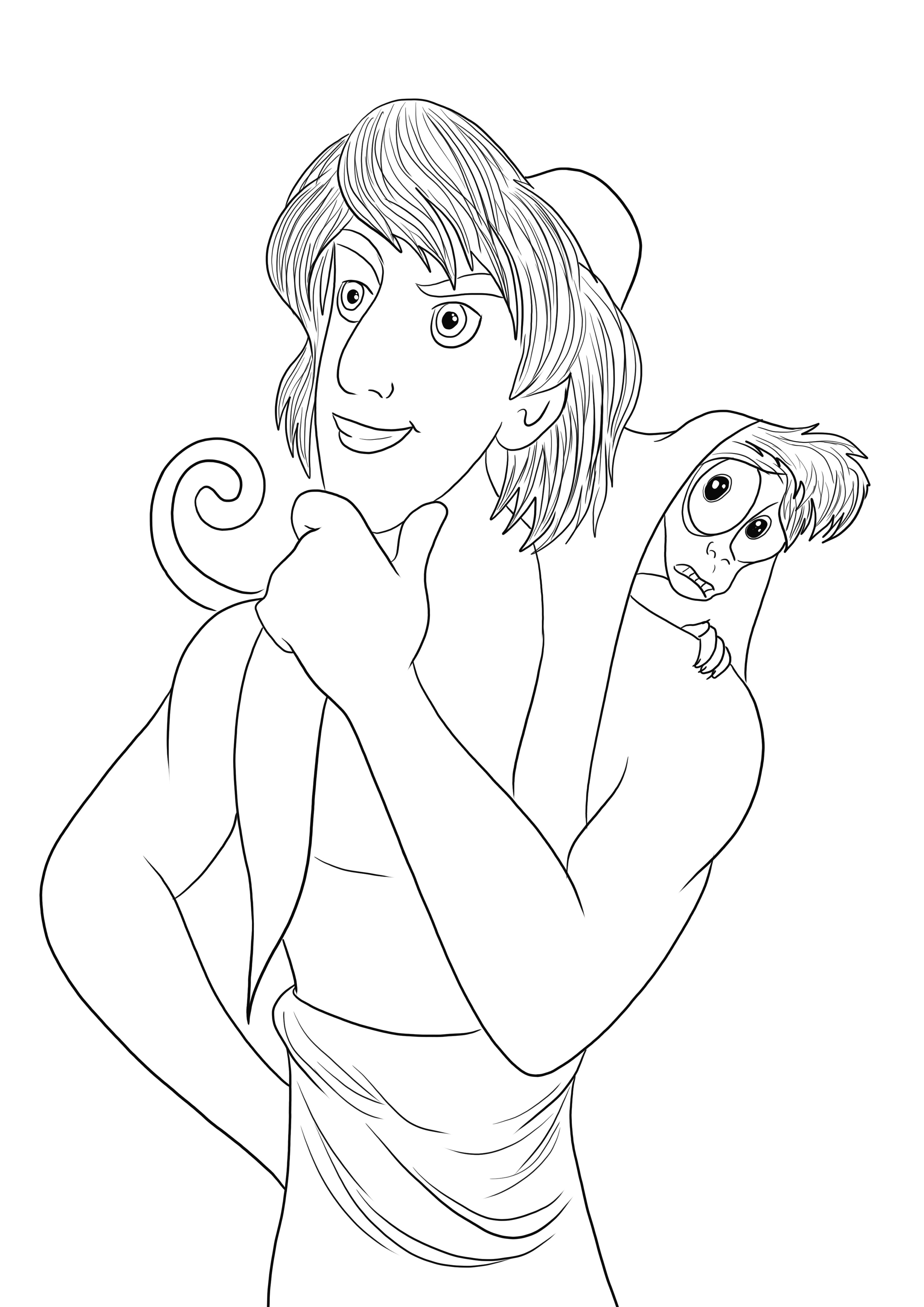Aladdin and his friend Abu want someone to color them for free. Our kids' coloring pages, free of Aladdin and Abu Cartoon characters, will help your toddlers to learn many things about the world. The easy coloring of Aladdin, Abu, and Jasmine will enterta