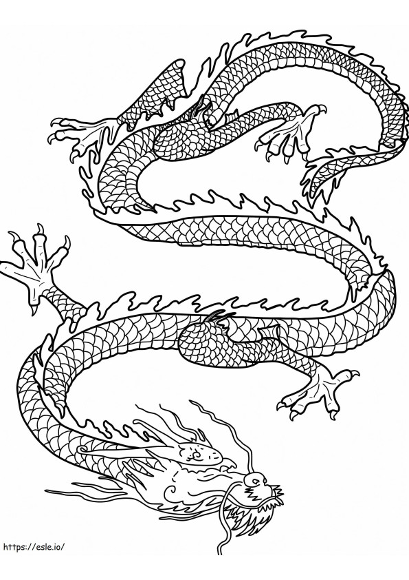 Coloriage Cool dragon chinois volant à imprimer dessin