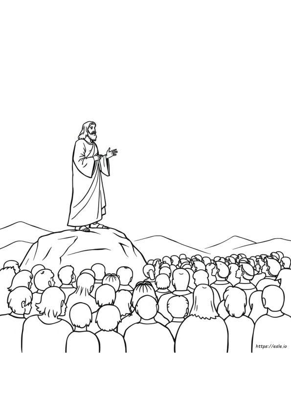 Jesus Teaches A Crowd Coloring Page