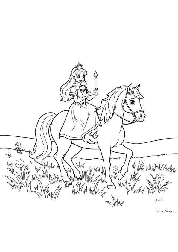 Princess On A Horse Coloring Pages