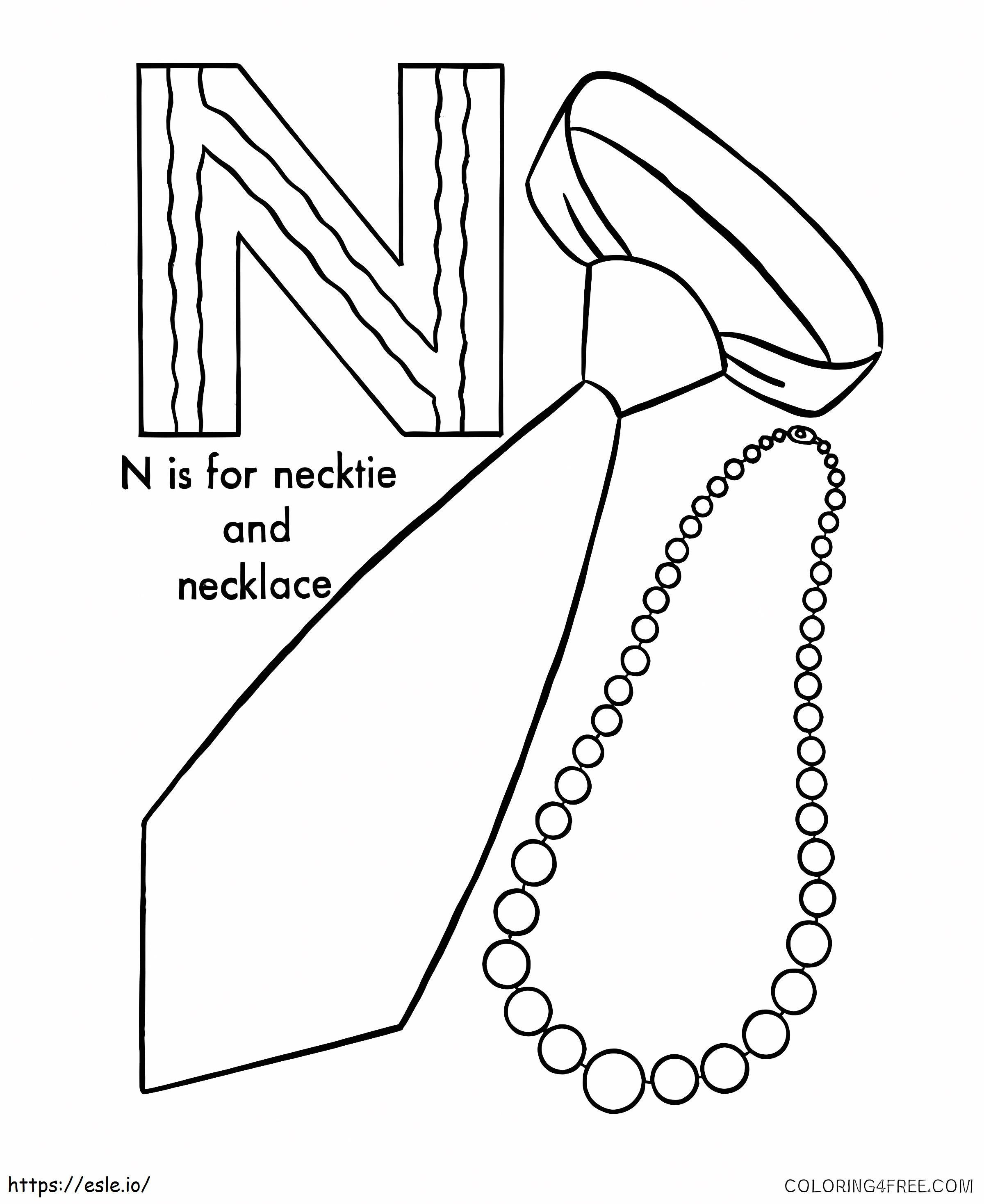 Buchstabe N steht für Krawatte und Kragen ausmalbilder