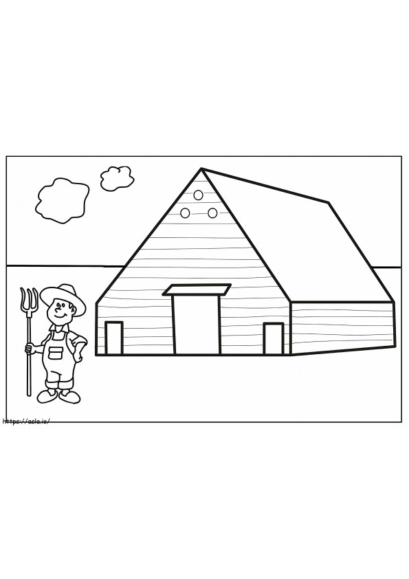Farmer And Barn coloring page