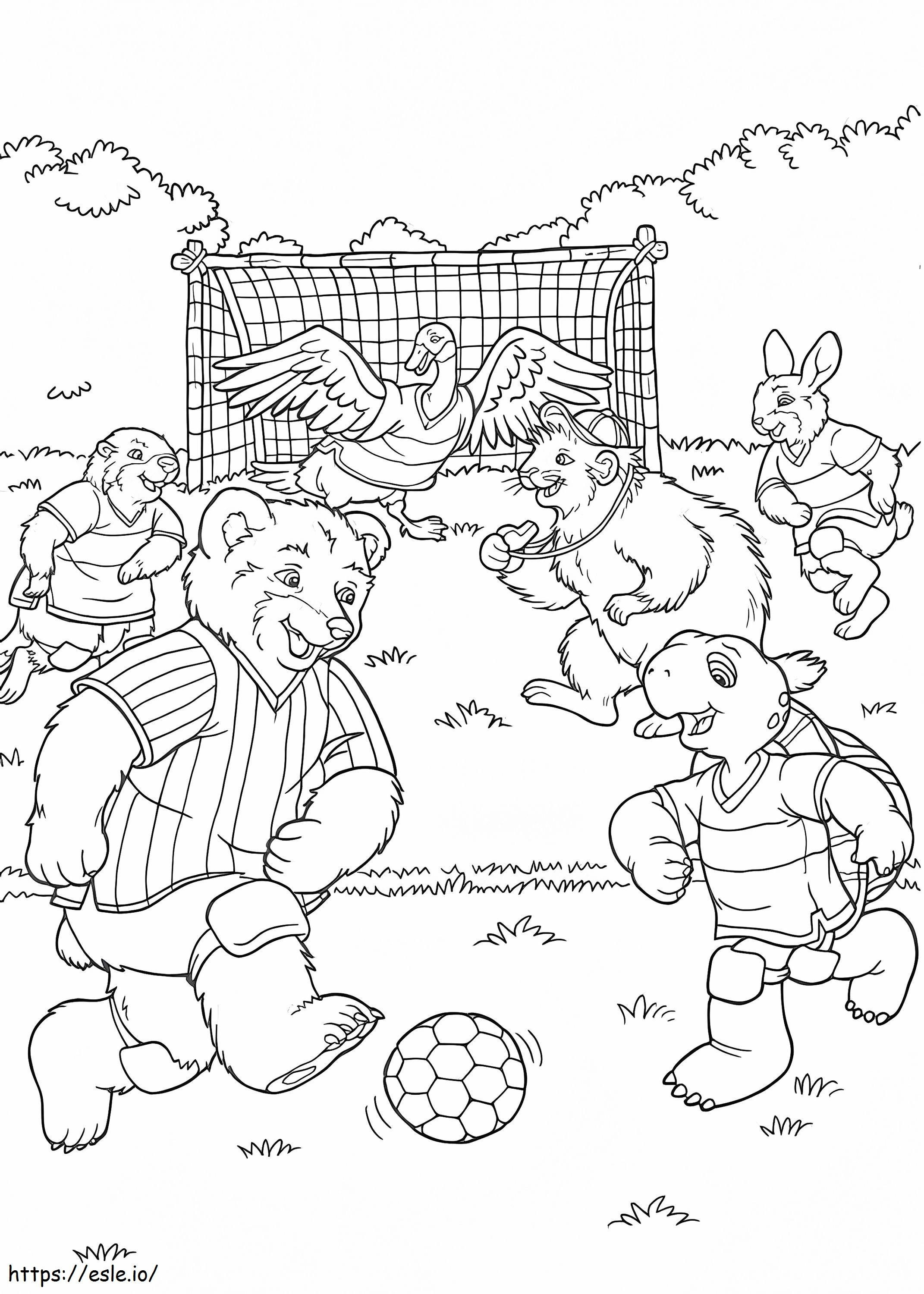Franklin Characters Playing Soccer A4 coloring page
