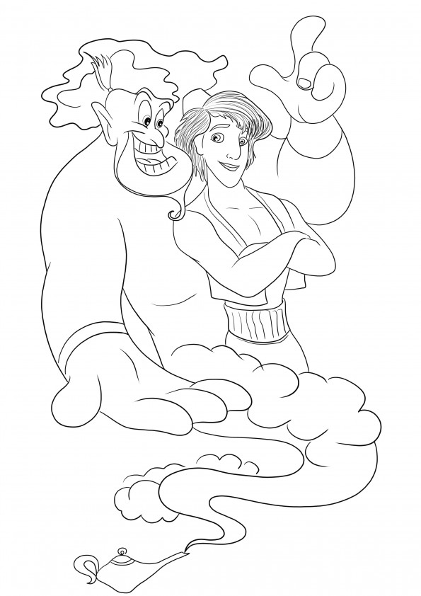 Download or print our free coloring sheet Abu and Aladdin and use it for your activities