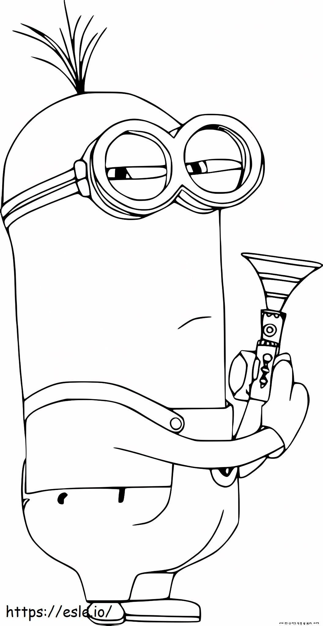 Kevin Minion Holds A Trumpet coloring page