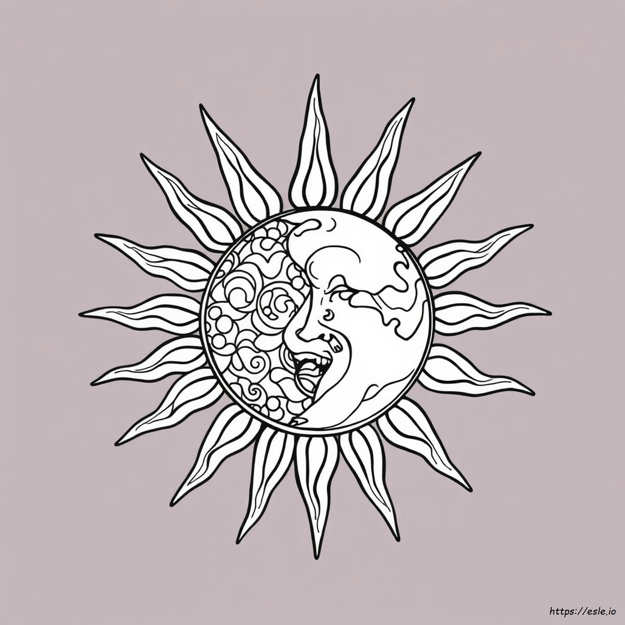 Psychedelische Zon En Maan Kleurplaten kleurplaat