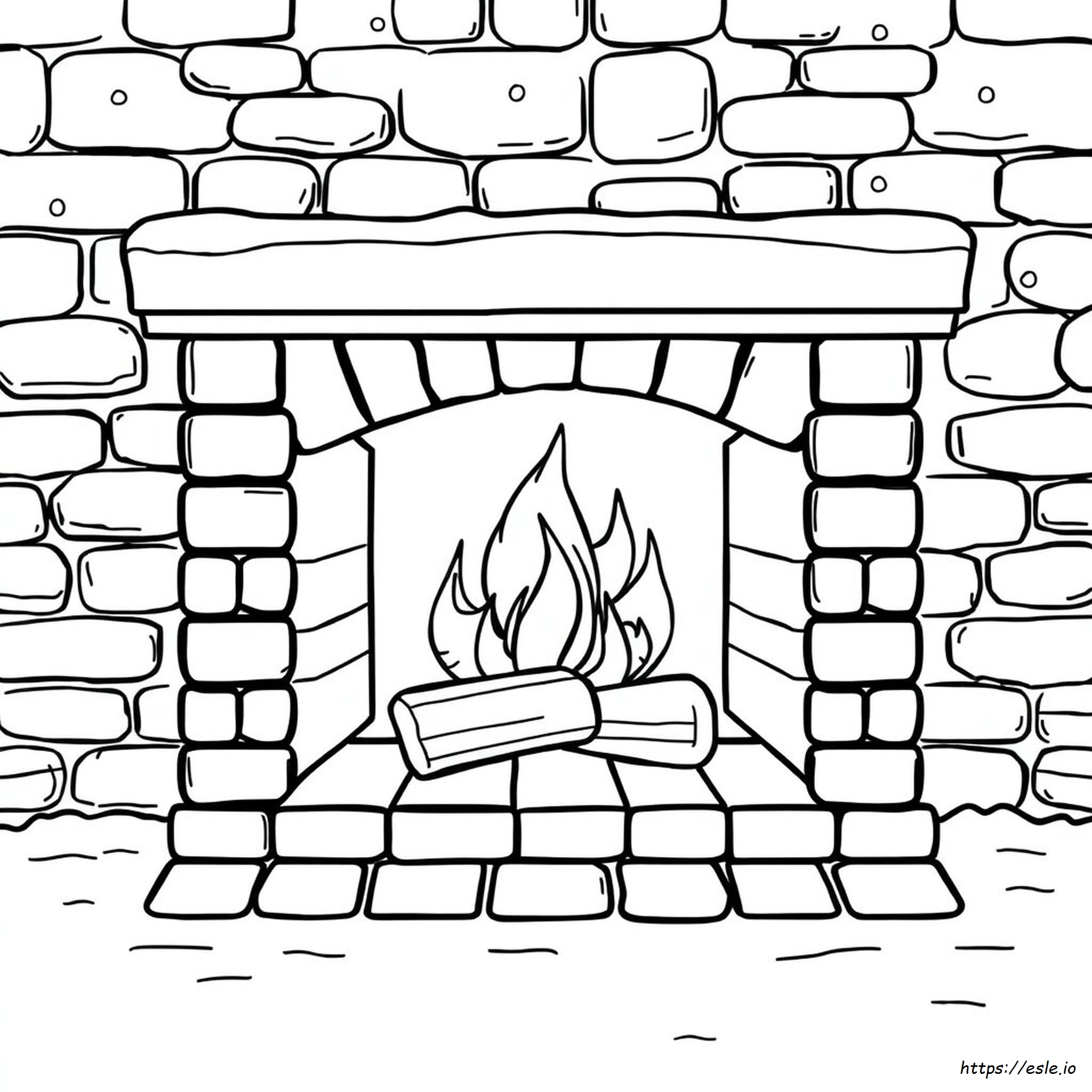 Brick Fireplace Coloring Page