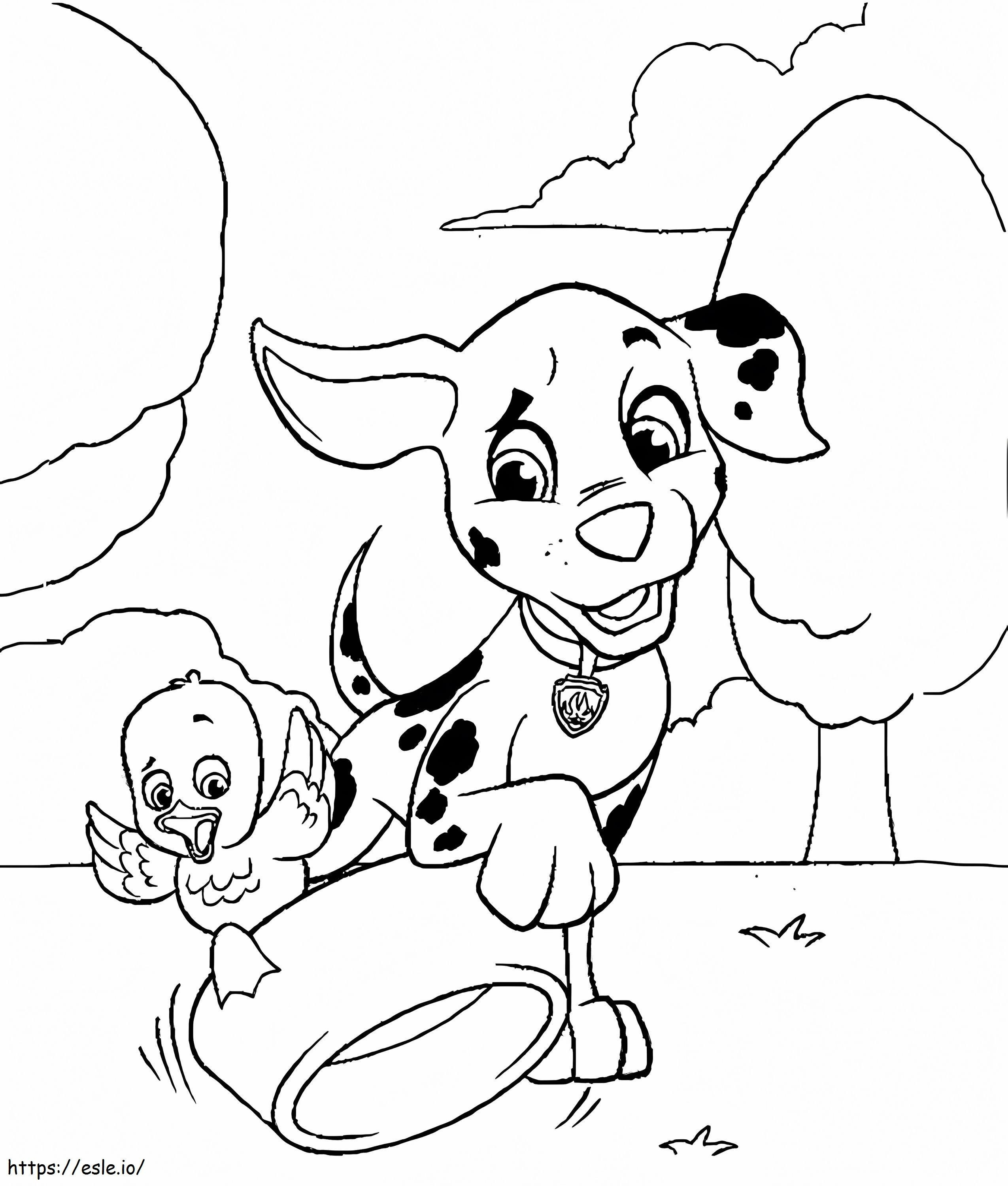 Marshall And Fuzzy Playing Game coloring page