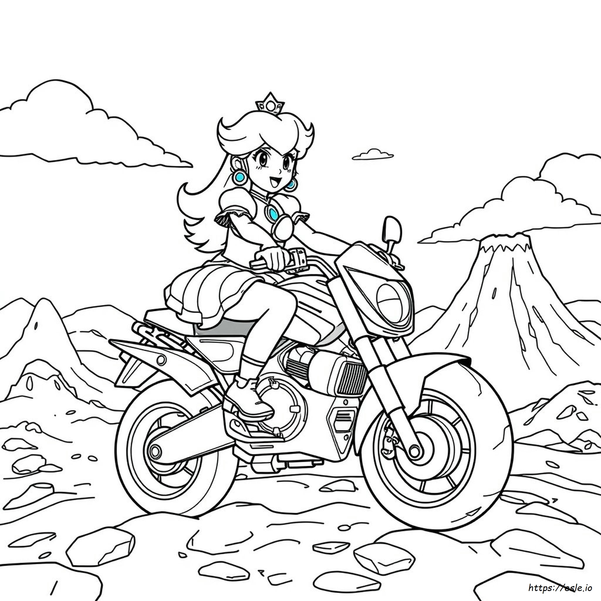 Princess Peach Motorcycle Coloring Page