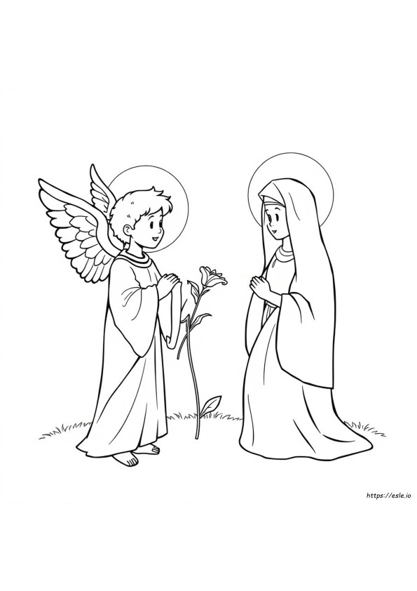 Printable Gabriel Visits Mary Coloring Page