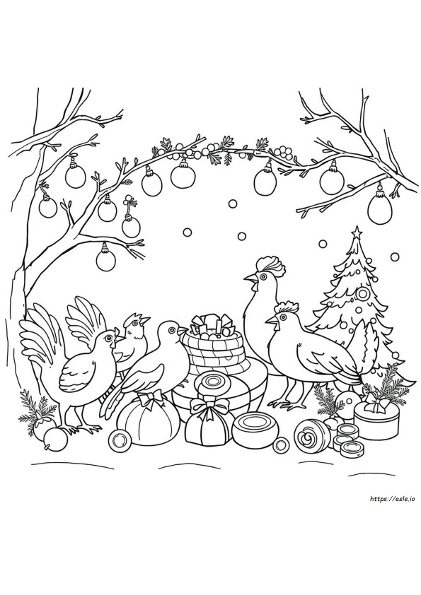 Twelve Days Of Christmas Coloring Pages Free
