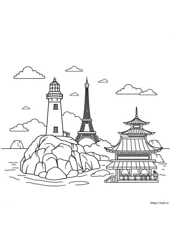 Gambar Mewarnai Tempat