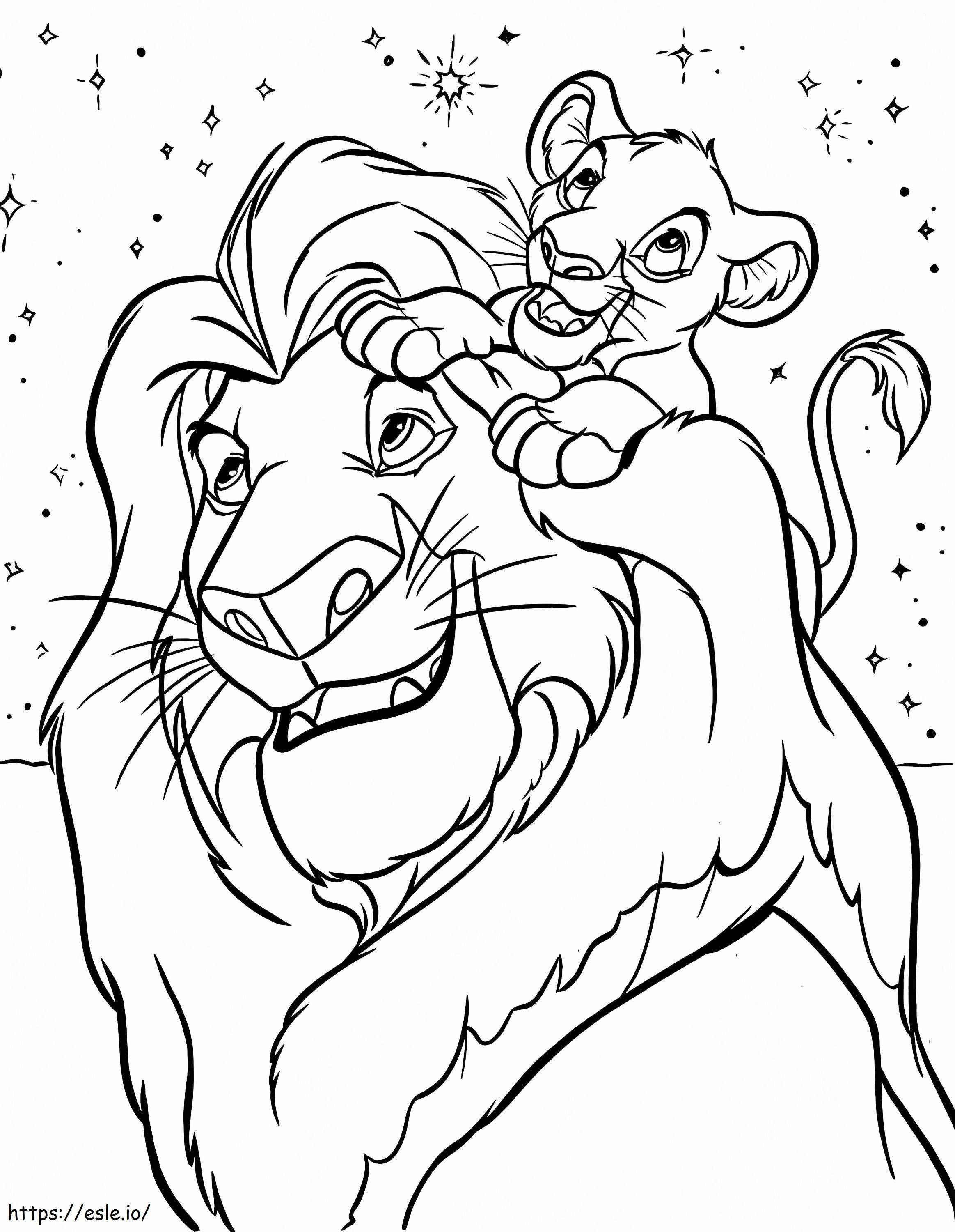 Mufasa And Simba A4 coloring page