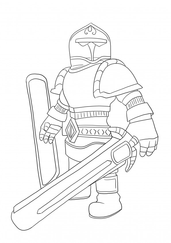 Easy to print our free coloring image of the Roblox Knight from the Roblox game