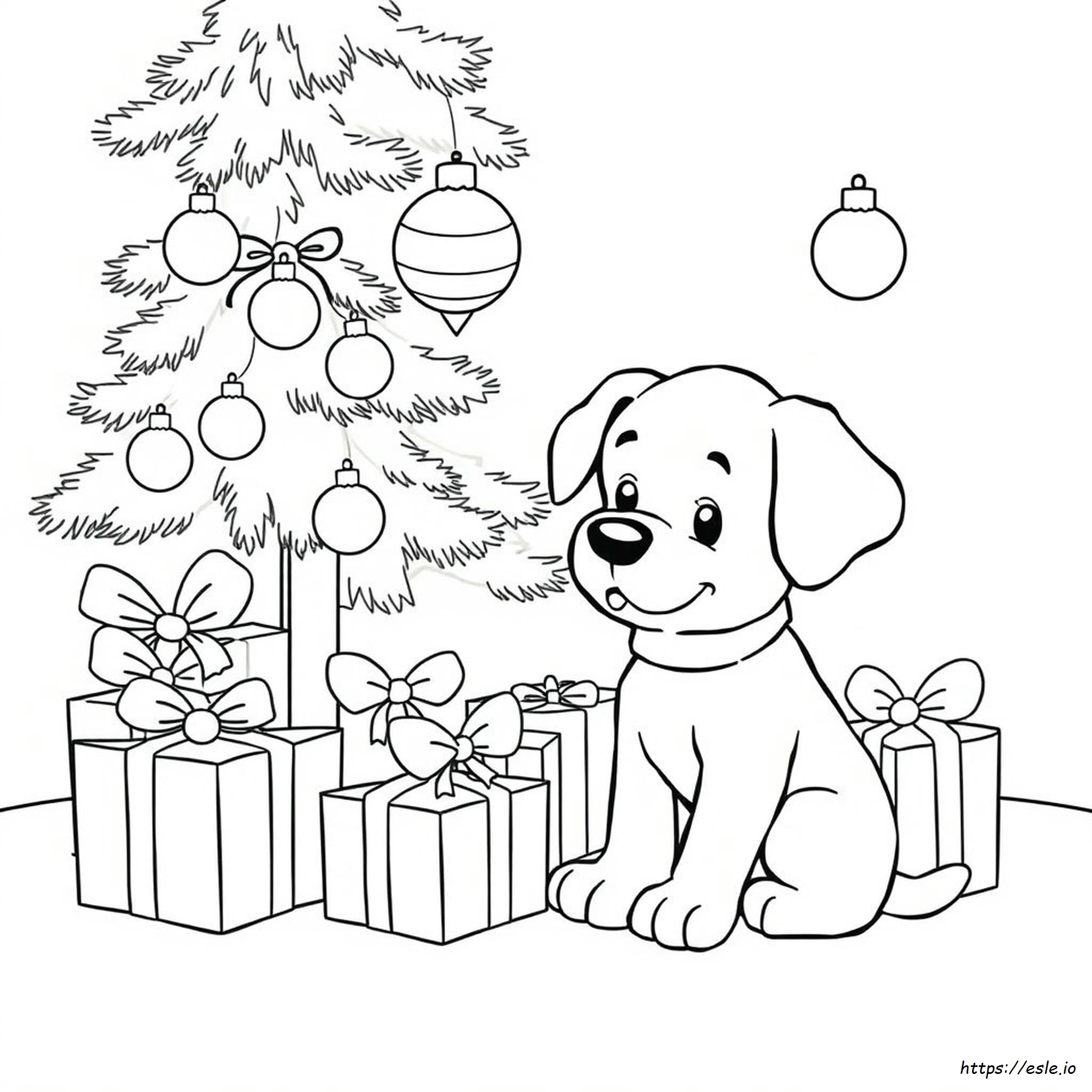 Christmas Puppy Coloring Sheets